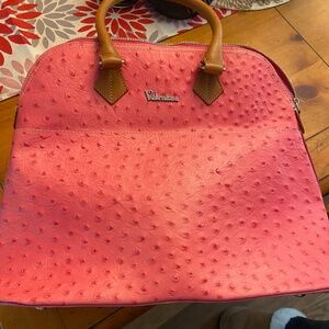Valentina coral leather large satchel